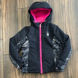 EUC Spyder Black, Pink, & Patterned Coat, Size Small (7/8)